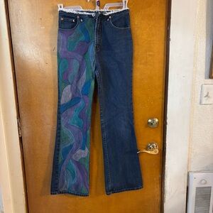 Custom Levi’s.  Wide leg low rise.  Hand painted. Size 27